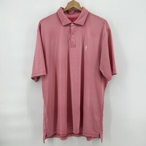 FG‎ Tech Golf Polo Mens XL Red White Stripe USA Made Performance Native American
